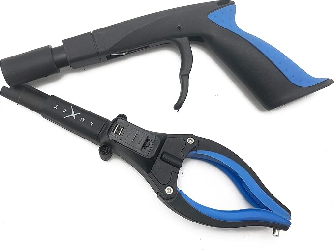 Grabber Reacher Tool 19" Aluminum Magnetic Claw with LED Light, Reacher Grabber Pickup Tool, Foldable Gripper Grabbers for Elderly Grab it Reaching Tool, Trash Grabbers Pickers, Blue, By Luxet 2-Pack
