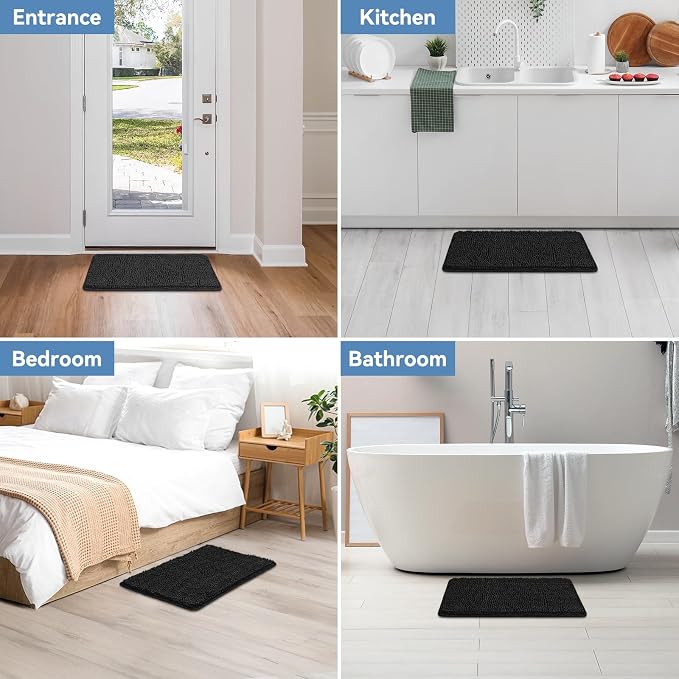 Bcoimo Bathroom Rugs 24x17, Bath Mats for Bathroom Non Slip with Rubber Backing,High Absorbent Microfiber Bath Rugs Quick Drying, Machine Washable, Durable Decor