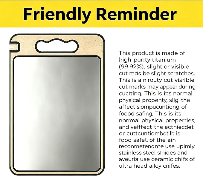 2-IN-1 Titanium Cutting Board for Kitchen Pure Titanium and Wheat Straw PP，Odor Resistant & Easy to Clean15.8x10.6 Inch, (Beige Titanium)