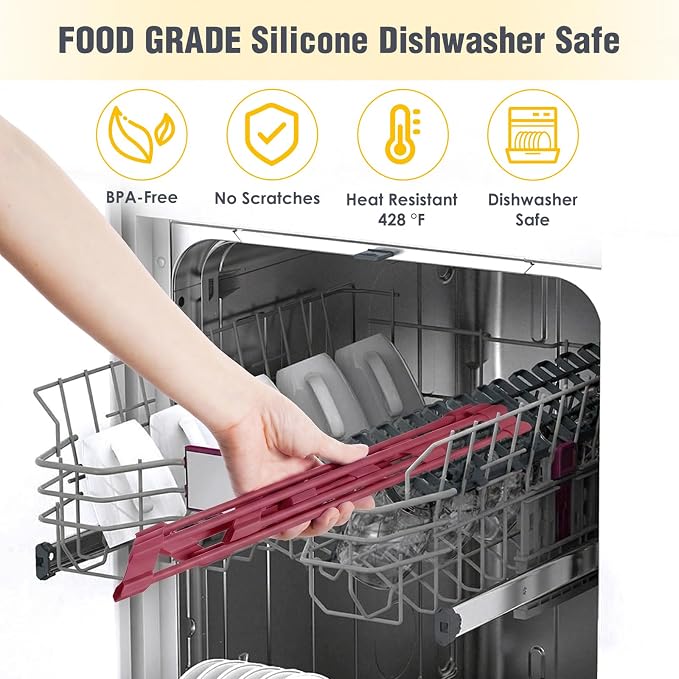 Tomorotec Small Triangle Roll-Up Dish Drying Rack with Silicone Coating Stainless Steel Frame for Sink Corners, Multipurpose Over-The-Sink Kitchen Drainer & Organizer for Space-Saving Storage-Wine red
