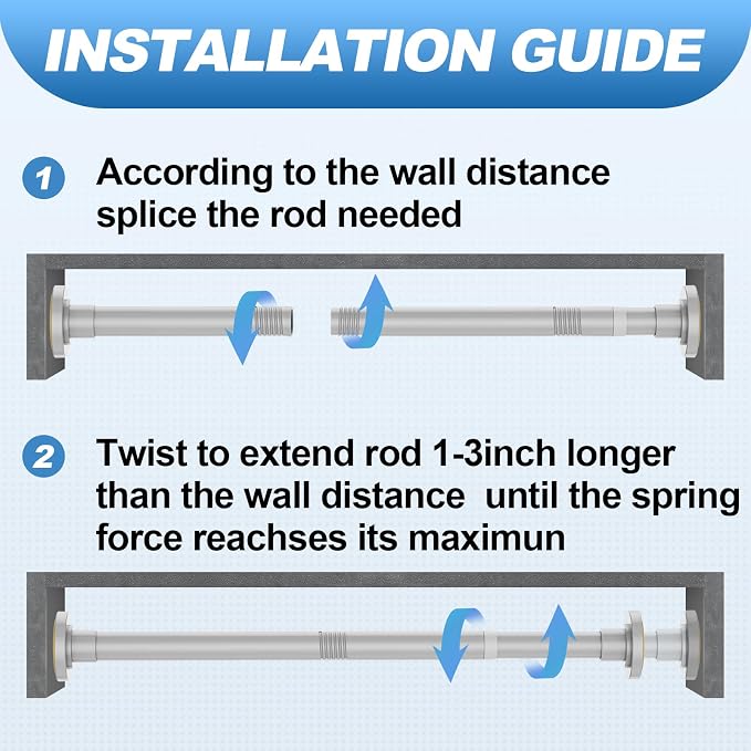 CorkLatta Silver Shower Curtain Rod 31 to 104 Inch,1 Inch Diameter Adjustable Spring Tension Curtain Rod No Drilling Stainless Steel Telescoping Rod,No Rust