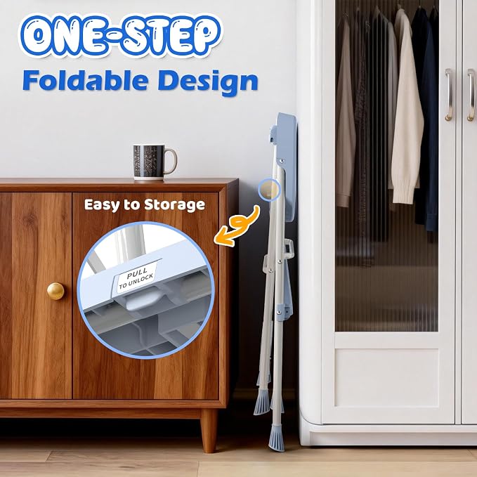 HBTower Kids 2 Steps Step Stool,Toddler Tower for Kitchen Counter Learning,Toddler Kitchen Stool Helper with Anti-Drop Safty Railing Kids Standing Folding Stepper(Blue)
