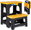 Korpai Folding 2 Step Stools,8" & 17" Dual Heights,Foldable Step Stool for Adults and Kids,Hold up to 250lbs,Collapsible Step Stool for Kitchen Bedroom Office Bathroom RV, Yellow