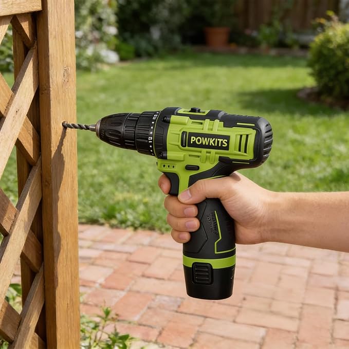 Cordless Drill Tool Set: 12V Power Drill Tool Kit with Battery & Charger, Portable Household Basic Drills Case for Men & Women, Homeowner, Diyer, Handyman, Electric Drill Set 142 Piece, Green
