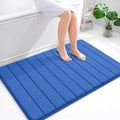 OLANLY Memory Foam Bath Mat 44x32, Super Soft Absorbent Bathroom Rugs, Quick Dry, Machine Washable Shower Floor Rugs, Bathmat Carpet, Bathroom Home Decor Accessories, Deep Navy Blue