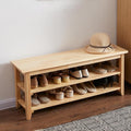 XKZG Shoe Storage Bench Wooden Shoe Rack Bench Simple Style Wood Entryway Bench (Natural,39.4")