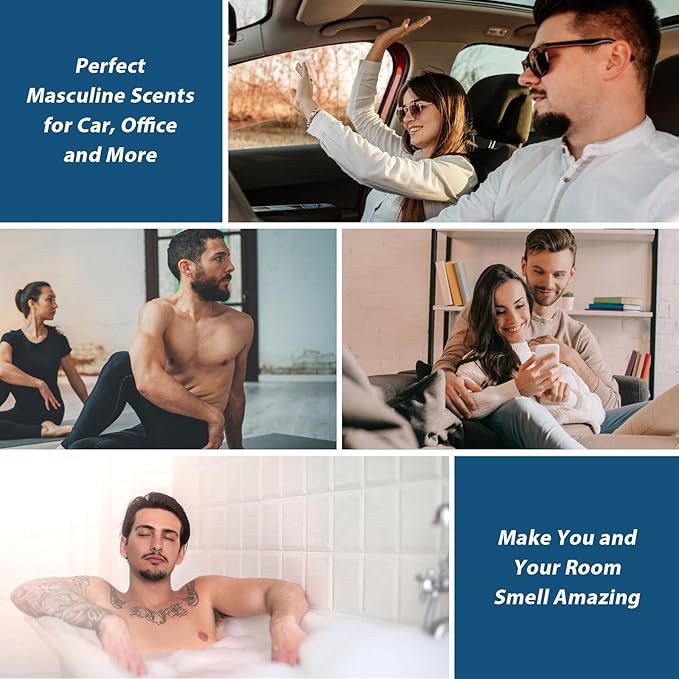 FUHITIM Fragrance Oil, Charming Men's Set Diffuser Oil for Home, Soap & Candle Making Scents, Aromatherapy Essential Oils -Sea Breeze, Fireside Vanilla, Cedar and More(6 * 10ML)