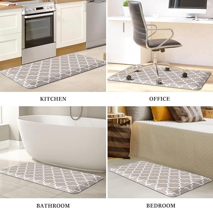 WISELIFE Anti Fatigue Floor Mat - 4/5 Inch Thick Kitchen Mat Non Slip Waterproof Heavy Duty Ergonomic Comfort Mat Durable for Home, Office, Sink, Laundry,(20" x 39", Khaki)