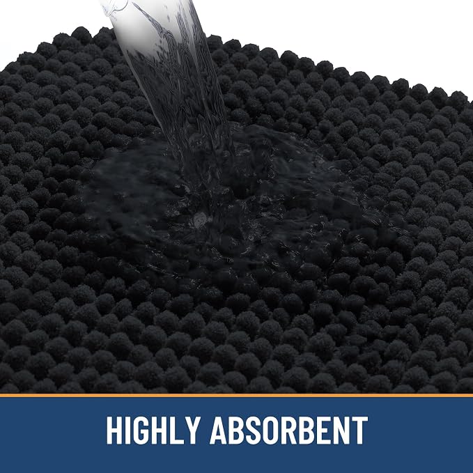 Arotive Bathroom Rugs 36" x 24", Ultra Soft Absorbent Chenille Bath Rugs, Non-Slip Rubber Backing, Machine Washable Bath Mats for Bathroom Floor, Tub and Shower, Home Decor Accessories, Black