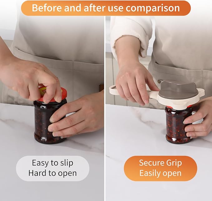 4-in-1 Jar Opener for Seniors & Arthritis Sufferers – Adjustable Stainless Steel Lid Remover & Can Opener for Weak Hands, Fits All Jars and Bottles, Kitchen Must-Have.