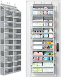 Yecaye 6-Tier Over The Door Organizer Dual-Column of 12 Compartments, College Dorm Essentials with Clear PVC Windows, Heavy Duty Door Organizer Hanging for Bedroom Bathroom Pantry Nursery, Grey 1 Pack