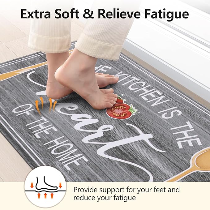 Yamaziot Anti Fatigue Kitchen Rug Set of 3, Non-Slip Waterproof Farmhouse Cushioned Comfort Standing Floor Mat for Kitchen, Office, Sink, Laundry
