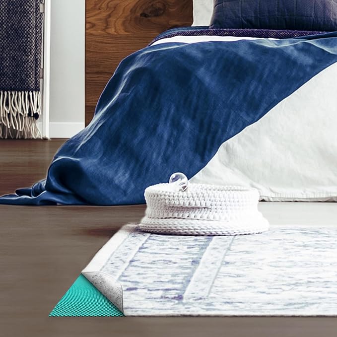 Veken 3x5 Ft Rug Pad Gripper for Hardwood Floors, Non Slip Cyan Rug Pads for Area Rugs, Thick Rug Grippers for Tile Floors, Under Carpet Anti Skid Mat, Keep Your Rugs Safe and in Place