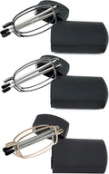 Success Eyewear Reading Glasses 2 Pair Black and Gunmetal Readers Compact Folding Unisex Glasses for Reading Case Included