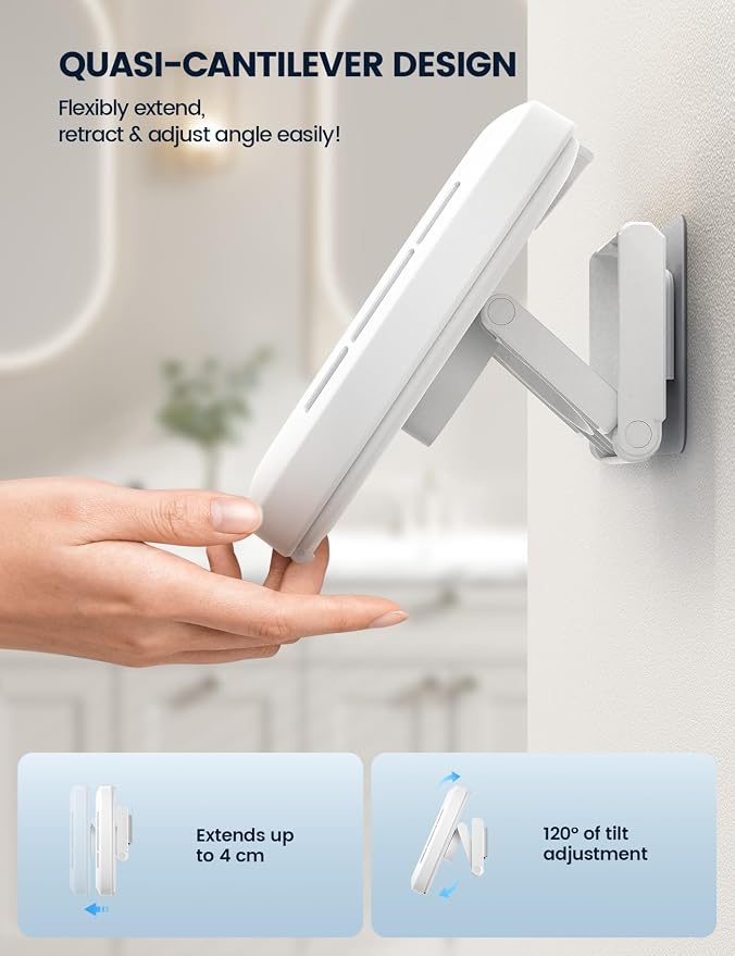 Lamicall Shower Phone Holder with Speaker Holes, IPX6 Waterproof Clear Sound & 480° Rotation Shower Case Accessories, Waterproof Bathroom Wall Mount for iPhone 17 Pro Max, S26 Ultra, 4-7" Phone