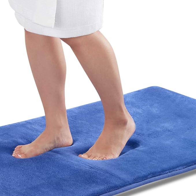 Memory Foam Bath Mat Non Slip Absorbent Super Cozy Velvet Bathroom Rug Carpet (72 inches X 24 inches, Royal Blue)