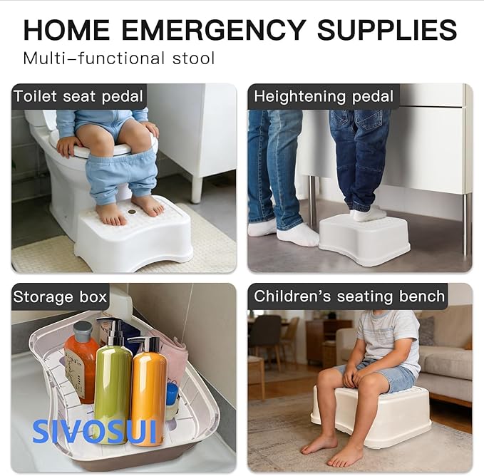 Non-Slip Kids Step Stool–Sturdy Safe Toddler Step Stool for Bathroom Sink,SIVOSUI Potty Training, Kitchen & Bedroom,with Soft Anti-Slip