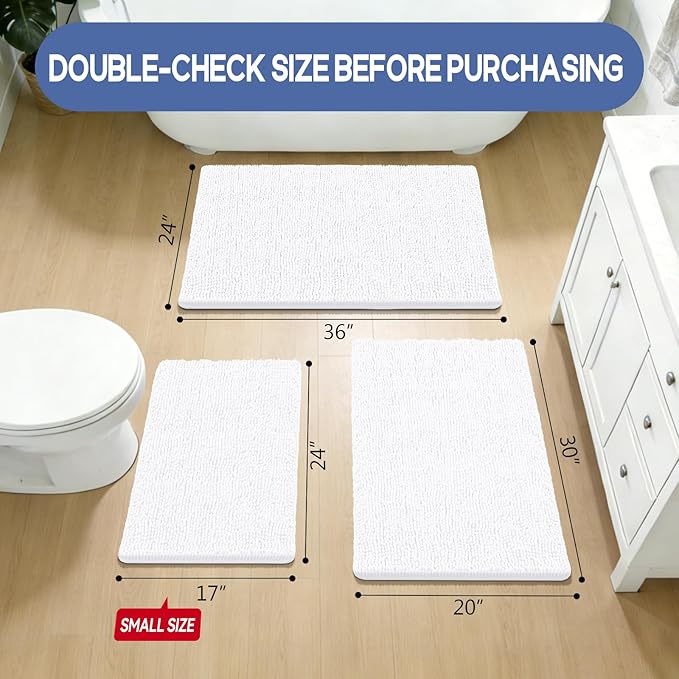 Bcoimo Bathroom Rugs 24x17, Bath Mats for Bathroom Non Slip with Rubber Backing,High Absorbent Microfiber Bath Rugs Quick Drying, Machine Washable, Durable Decor