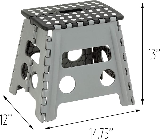 Honey-Can-Do TBL-02977 Folding Step Stool with Anti-Slip Surface, 12.8-Inch,Multicolor, 300 lbs