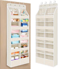 Univivi 6-Shelf Baby Door Storage Over Door Fabric Hanging Organizer with 10 Deep Pockets and 4 Small PVC Pockets Wall Mount Hanging Storage Organizers for Baby Essential (Beige)