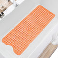 TEESHLY Bath Tub Shower Mat, Non Slip Bathtub Floor Liner Mats with Suction Cups and Drain Holes, Machine Washable Bathmat for Bathroom Floor Safety, 40 x 16 Inch, Clear Orange