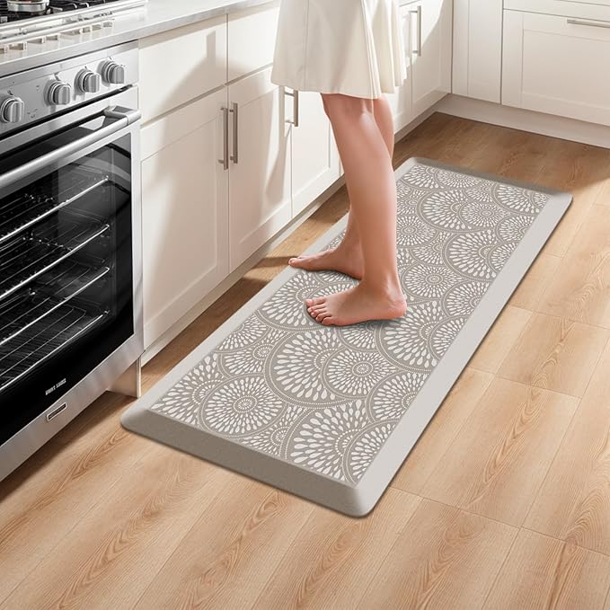Mattitude 4/5 Inch Kitchen Mat, 17.3x39in Heavy Duty Ergonomic Comfort Foam Standing Desk Mat, Waterproof Non-Slip Standing Mats and Rugs for Kitchen, Office, Khaki