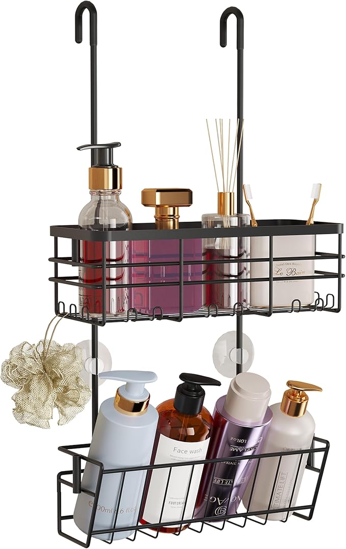HapiRm Hanging Shower Caddy Organizer - No Drilling Shower Organizer with Inclined Shelf, Rustproof & Waterproof 304 Stainless Steel Bathroom Caddy - Black