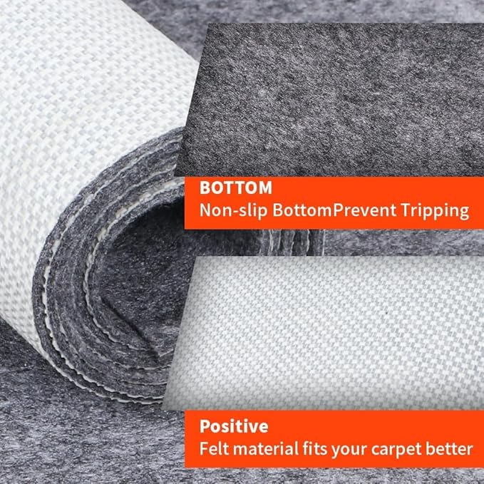 Non-Slip Rug Pads 2 x 8 ft, 100% Waterproof Extra Large Area Rugs Non Skid Rug Pad for All Floors and Finishes Durable Hardwood Floor Protective Felt Keeps Rugs in Place, Safe and Secure