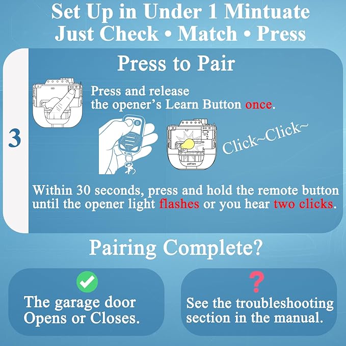 2 for LiftMaster Chamberlain Craftsman Garage Door Opener Remote Replacement 893LM 893Max 891LM 971LM 973LM 371LM 373LM Garage Door Opener Keychain Mini Sliding Cover Remote