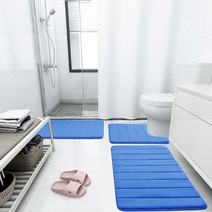 Buganda Memory Foam Bath Mat, 30" x 20", Ultra Soft and Non-Slip Bathroom Rugs, Water Absorbent and Machine Washable Bath Rug for Bathroom, Shower, and Tub, Royal Blue