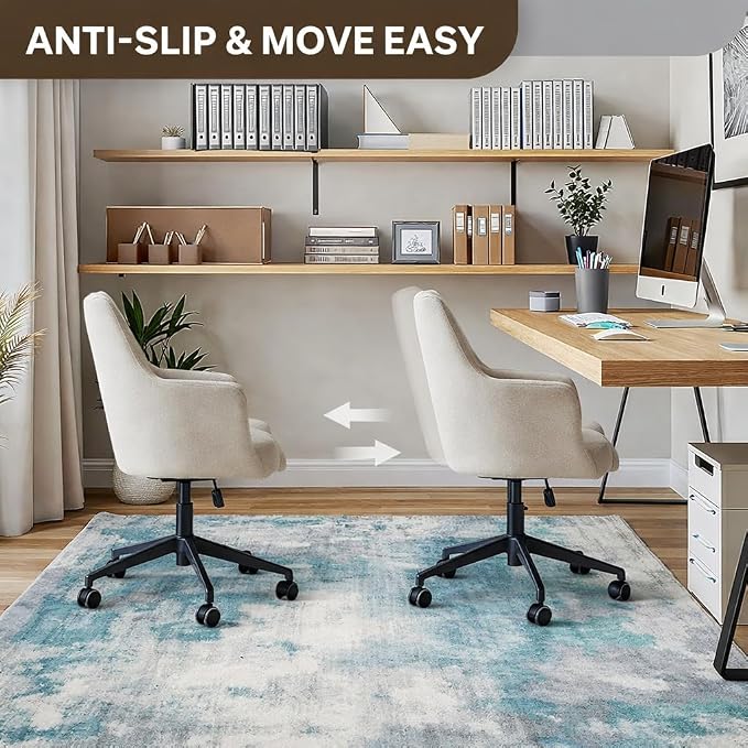 48"x72" Office Chair Mat for Hardwood Tile Floor, Under Desk Carpet Protector for Rolling Computer Chair Mat, Machine Washable Area Rug, Anti-Slip 1/5" Thick Low Pile Thin Vinyl Floor Mat, Black Beige