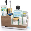 PARKMANI Toothbrush Holders for Bathrooms Countertop Organizer and Storage, Kids Electric Toothbrush and Toothpaste Holder, Bathroom Accessories Vanity Organizer (Wood Grain)