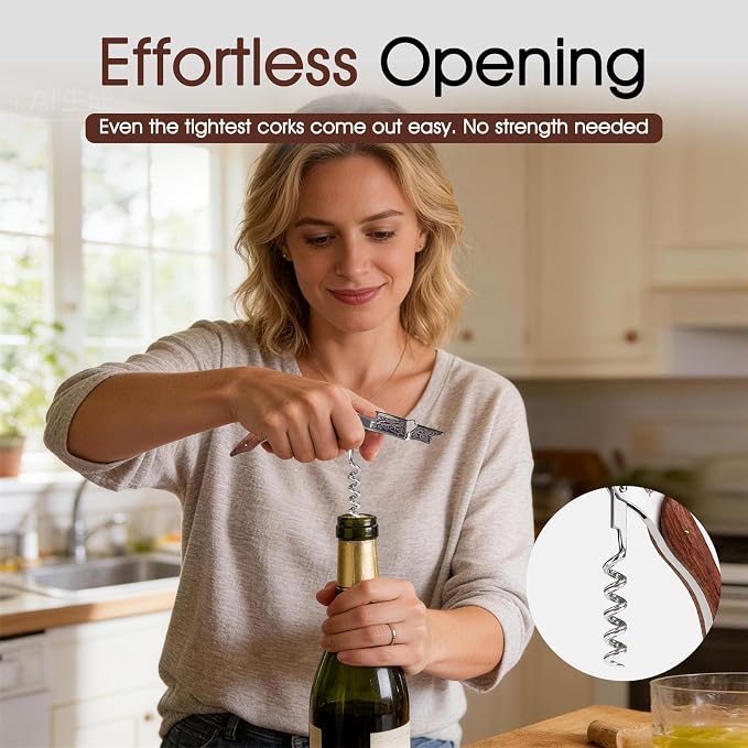 GOBETTER Wine Opener, Professional Corkscrews for Wine Bottles Cap Remover, Manual Wine Key for Home Use, Servers, Waiters Bartenders and Wine Lovers, Green Resin