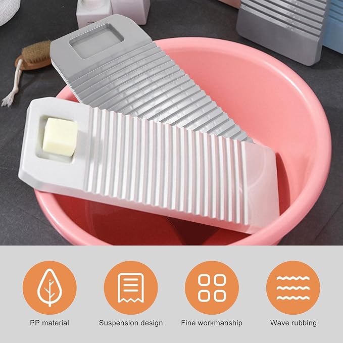 PRETYZOOM Plastic Washboard 18 Inch Household Laundry Helper with Wavy Surface for Gentle Clothes Cleaning and Easy Hand Washing Portable and Laundry Tool