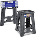 ACKO Folding Step Stool Foldable 17.5 Inch Stools for Adults and Kids,Plastic Stools Tall 400 lbs Capacity, Collapsible Stool for Kitchen, Stepping Foot Stool with Handle, Dot Grey,1 PC