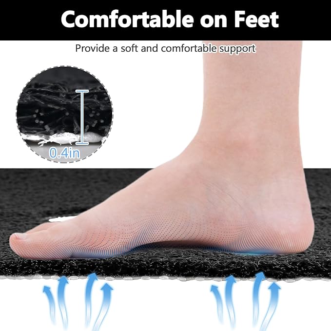 Shower Mat Non Slip: 32 x 24 Inch Extra Large Shower Mats with Drain Hole in Middle - Soft Loofah Quick Drying Matt for Shower Stall