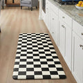 Beige Black Checkered Grid Checkerboard Kitchen Rug Sets [1 PC], Anti-Fatigue, Waterproof Non-Slip Kitchen Mats Heavy Duty Comfort Foam Rug for Kitchen, Floor, Laundry,17"x47"