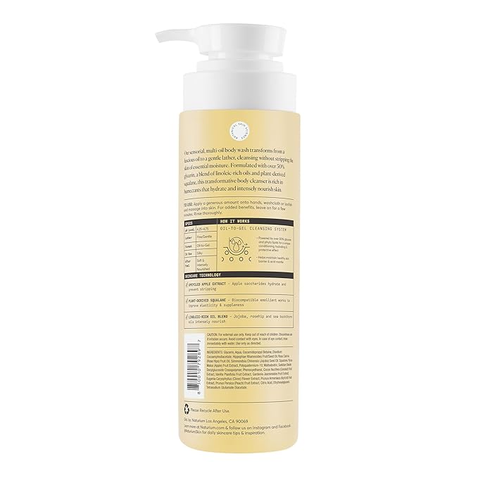 Naturium The Glow Getter Multi-Oil Hydrating Body Wash, Gentle Cleanser, 16.9 oz
