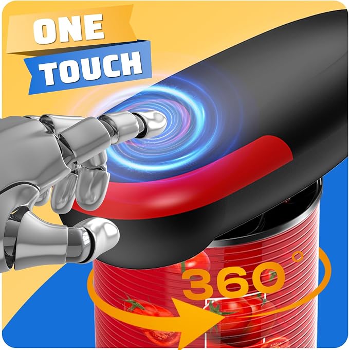 Electric Can Opener, One-Touch Automatic Can Opener Fits All Can Sizes, Hands-Free&Smooth Edge Battery operated Can Opener with Magnetic Cover Catch for Kitchen & Seniors Arthritis