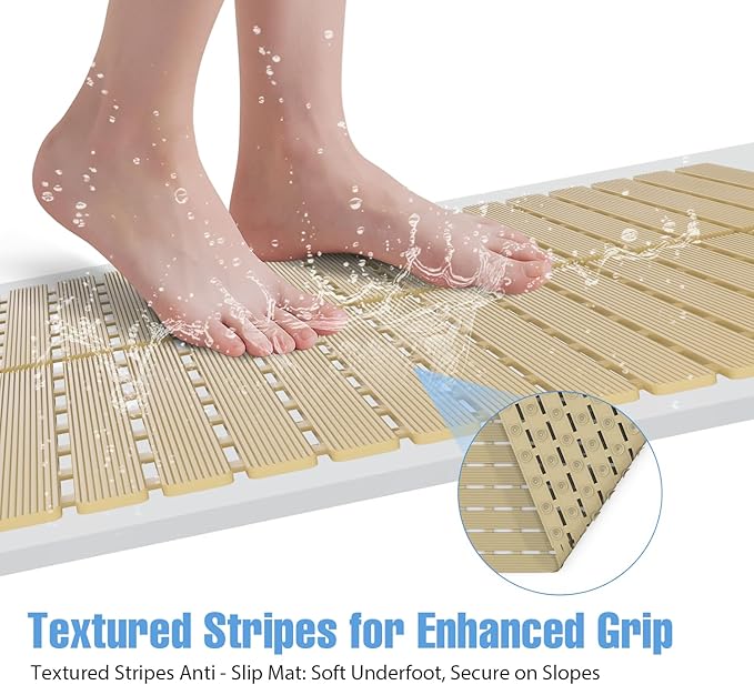 Shower Mat Non-Slip Bath Mat for Tub and Shower Stall,236 Suction Cups with Drain Holes, Quick Dry Machine Washable, Extra Grip for Stand Up Showers, Bathroom Essentials 24x24 Inch (Brown)