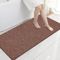 godehone Shower Mats Non Slip Without Suction Cups, PVC Loofah Bathroom Mats, Loofah Mats for Shower and Bathroom, Quick Drying, 17.1× 59 Inch, Brown