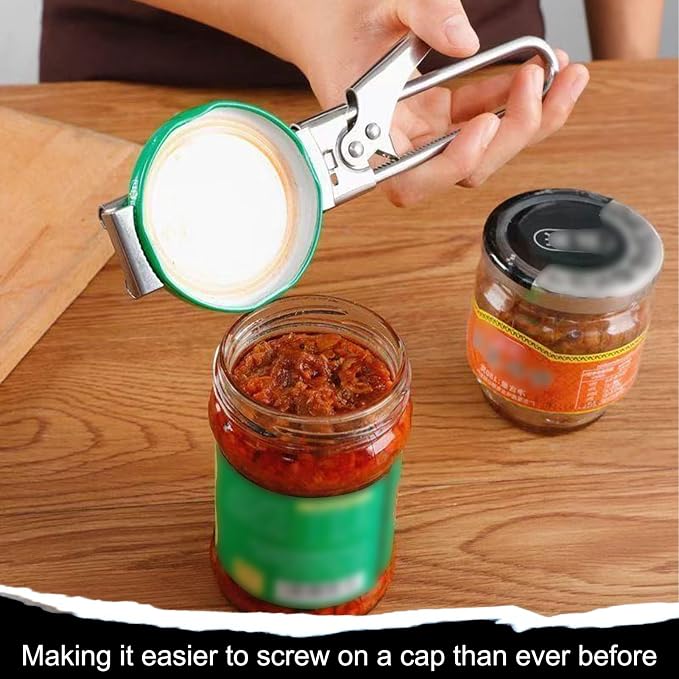 Adjustable Stainless Steel Jar Opener - 2 Pack, Heavy-Duty One-Handed Tool for Seniors & Weak Hands, Opens Any Stubborn Lid