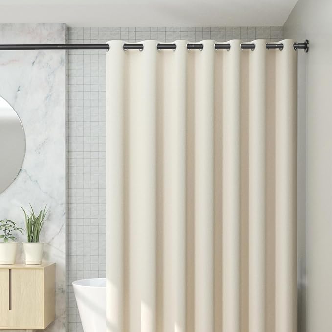 CorkLatta 2 Pack Black Shower Curtain Rod 31 to 43 Inch,1 Inch Diameter Adjustable Spring Tension Stainless Steel Telescopic Rod,Easy Install,No Rust
