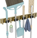 reliahom Broom Holder Wall Mount, 4 Racks with 5 Hooks Bronze - Mop Storage Tool Racks, Broom Hanger Tool Organizer for Garage, Kitchen, Garden, Laundry Room