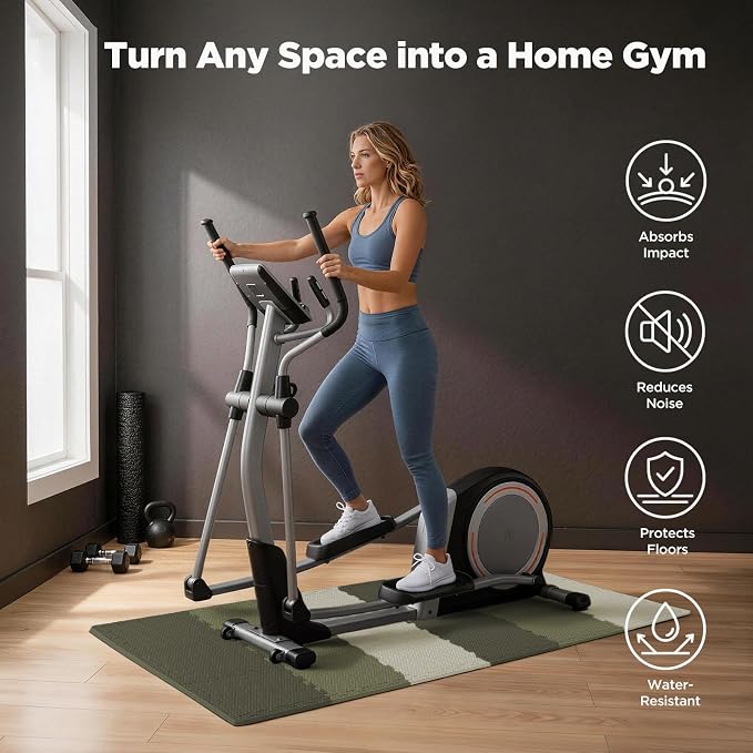 AIRHOP 18 PCS Gym Floor Mat, EVA Foam Puzzle Gym Mat, High-Density Interlocking Foam Floor Tiles for Home Gym, Play Workout Garage Kitchen Flooring 12.6"x12.6"x0.4"