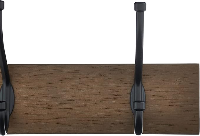 Amazon Basics Rectangular Farmhouse Wall-Mounted Coat Rack for Entryway and Bedroom, Storage Organizer, 5 Hooks, Barnwood | Farmhouse