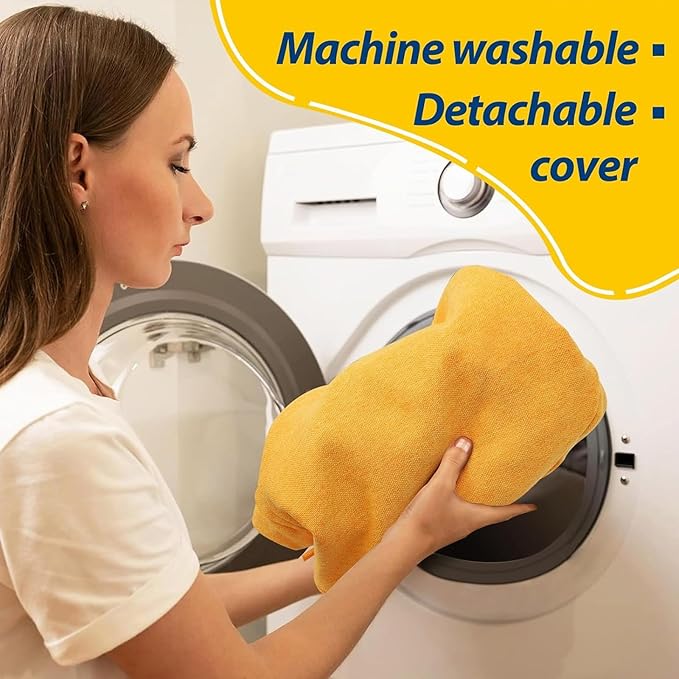 AAAAAcessories D-Shaped Chair Cushions, 2" Thick Dining Chair Pads with Ties and Removable, Machine-Washable Cover, 17" x 16", Set of 2, Golden Orange