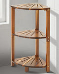 IBosins Corner Shower Caddy Standing 3-Tier Bathroom Shower Stool Shelf for Inside Shower Natural Acacia Wood Organizer & Storage for Bedroom Living Room Kitchen