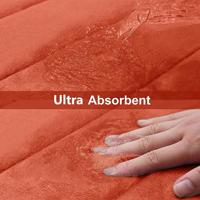 Buganda Memory Foam Bath Mat, 34" x 20", Ultra Soft and Non-Slip Bathroom Rugs, Water Absorbent and Machine Washable Bath Rug for Bathroom, Shower, and Tub, Coral