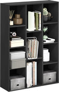 Furinno LUDER Book Shelf, 11-Cube Bookshelf, Reversible Bookcase, 9.4 x 29.1 x 41.7, Easy Assembly, for Living Room, Bedroom, Home Office, Blackwood